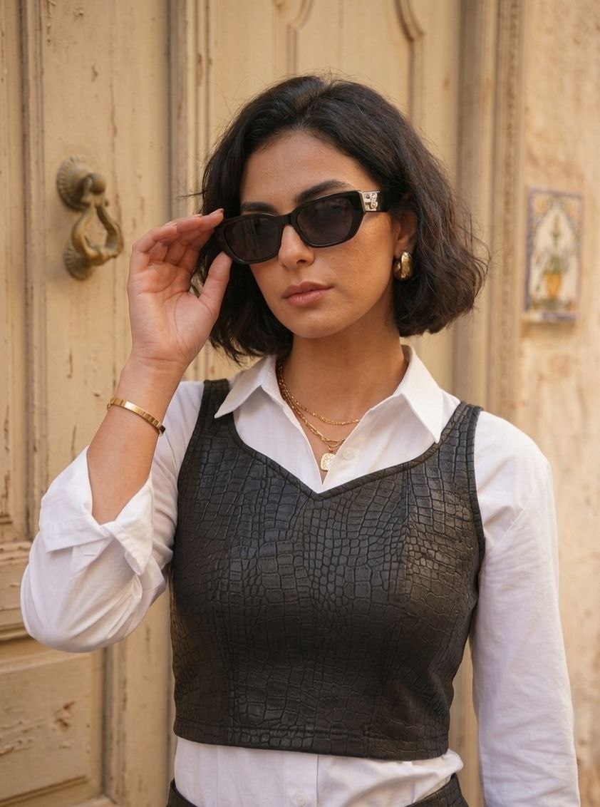 The Noir Set (Textured Black Leather/Reptile)